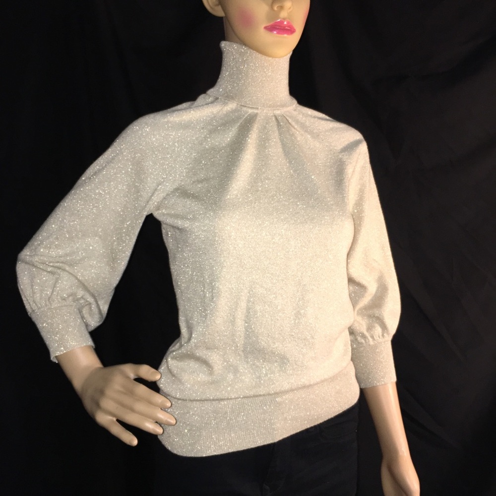 EXPRESS- 3/4 length sleeve Metallic Turtleneck